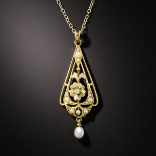 Edwardian Diamond and Pearl Pendant - 2