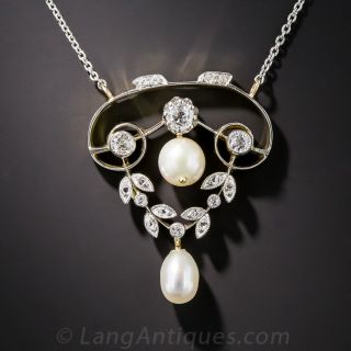 Edwardian Diamond and Pearl Pendant