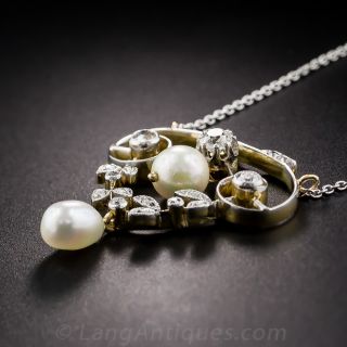 Edwardian Diamond and Pearl Pendant