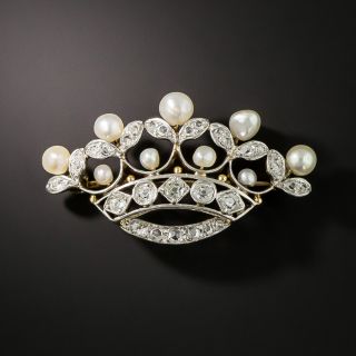 Edwardian Diamond and Pearl Tiara brooch by Kohn