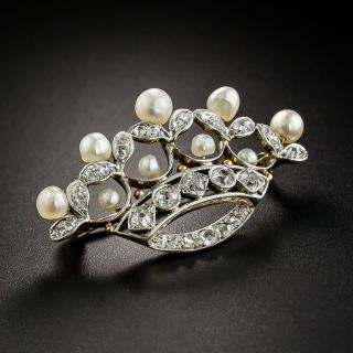 Edwardian Diamond and Pearl Tiara brooch by Kohn - 4