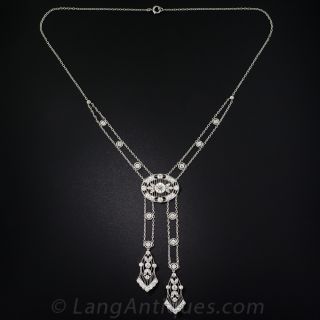 Edwardian Diamond and Platinum Negligee Necklace
