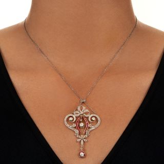 Edwardian Diamond and Ruby* Bow and Scroll Necklace