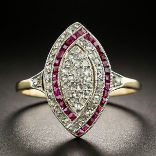 Edwardian Diamond and Ruby Dinner Ring - 2
