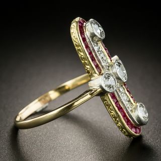 Edwardian Diamond and Ruby Dinner Ring