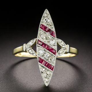 Edwardian Diamond and Ruby* Navette Ring - 2