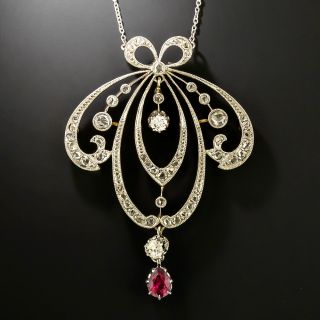 Edwardian Diamond and Ruby Necklace - 2