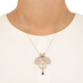 Edwardian Diamond and Ruby Necklace
