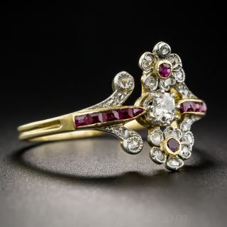 Edwardian Diamond and Ruby Ring 