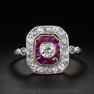 Edwardian Diamond and Ruby Ring
