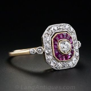 Edwardian Diamond and Ruby Ring
