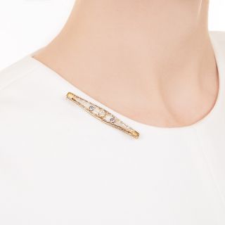 Edwardian Diamond and Sapphire Bar Pin
