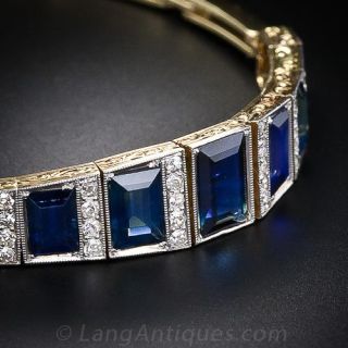 Edwardian Diamond and Sapphire Bracelet