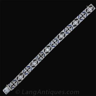 Edwardian Diamond and Sapphire Bracelet