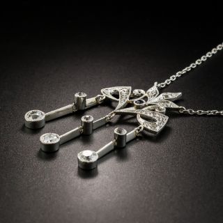 Edwardian Diamond and Sapphire Chandelier Necklace