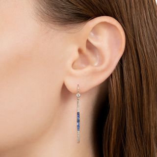 Edwardian Diamond And Sapphire Dangle Earrings