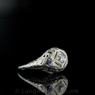 Edwardian Diamond and Sapphire Ring
