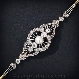 Edwardian Diamond and Seed Pearl Bracelet