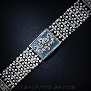 Edwardian Diamond and Seed Pearl Choker