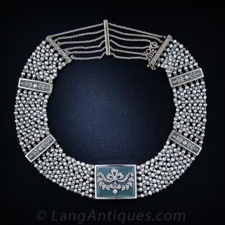 Edwardian Diamond and Seed Pearl Choker