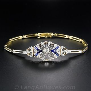 Edwardian Diamond and Synthetic Sapphire Bracelet