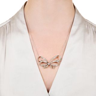 Edwardian Diamond Bow Necklace