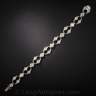 Edwardian Diamond Bracelet in Platinum Over Gold