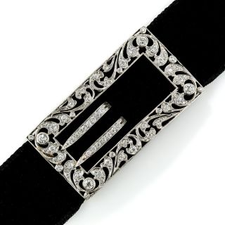 Edwardian Diamond Buckle Bracelet on Velvet