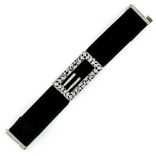 Edwardian Diamond Buckle Bracelet on Velvet