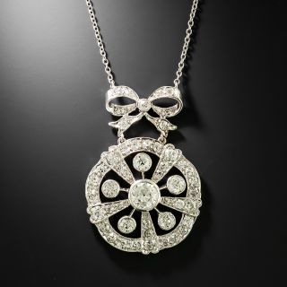 Edwardian Diamond Circle And Bow Necklace - 3