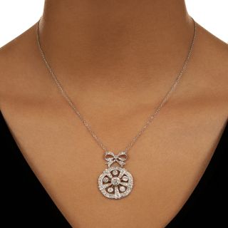 Edwardian Diamond Circle And Bow Necklace