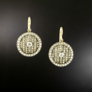 Edwardian Diamond Circle Dangle Earrings - 2