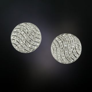 Edwardian Diamond Circle Stud Earrings - 1