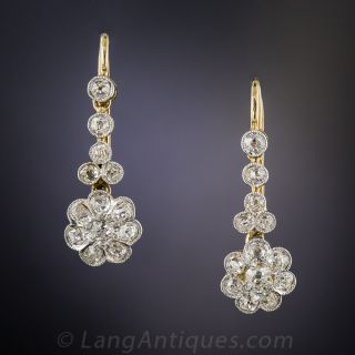 Edwardian Diamond Cluster Drop Earrings