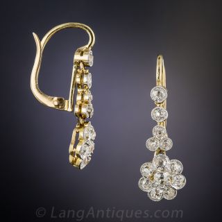 Edwardian Diamond Cluster Drop Earrings