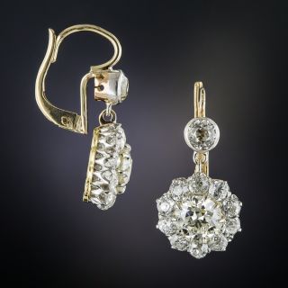 Edwardian Diamond Cluster Drop Earrings