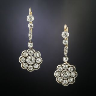 Edwardian Diamond Cluster Drop Earrings - 2