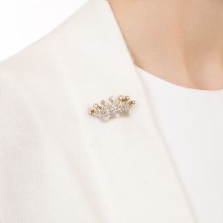 Edwardian Diamond Crown Brooch