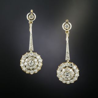 Edwardian Diamond Dangle Cluster Earrings - 2