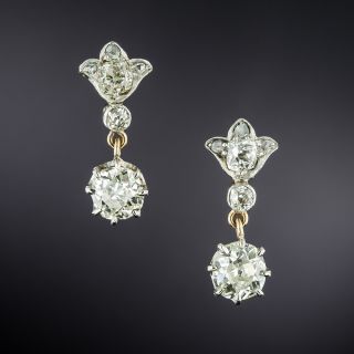 Edwardian Diamond Dangle Earrings - 2