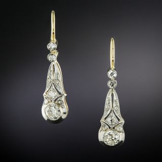 Edwardian Diamond Dangle Earrings - 2