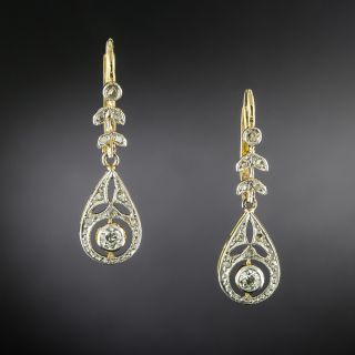 Edwardian Diamond Dangle Earrings - 2