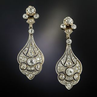 Edwardian Diamond Dangle Earrings - 1