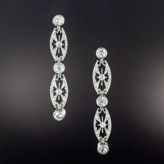 Edwardian Diamond Drop Earrings  - 2