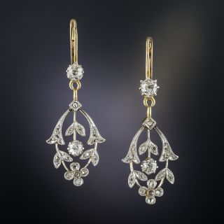 Edwardian Diamond Drop Earrings - 1