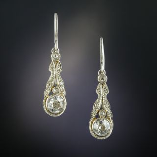 Edwardian Diamond Drop Earrings - 3