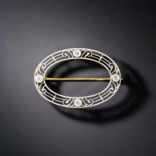 Edwardian Diamond Filigree Brooch  - 2