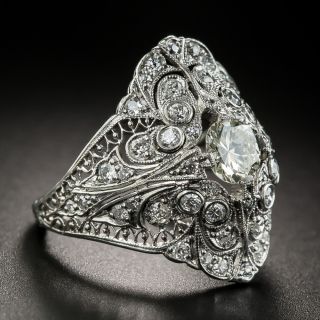 Edwardian Diamond Filigree Platinum Ring