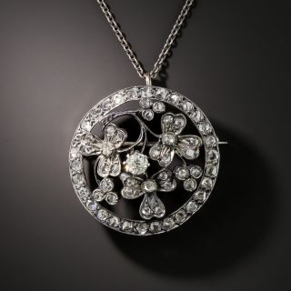Edwardian Diamond Floral Brooch/Pendant, - 2