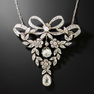 Edwardian Diamond Foliate Lavalier/Brooch - 2